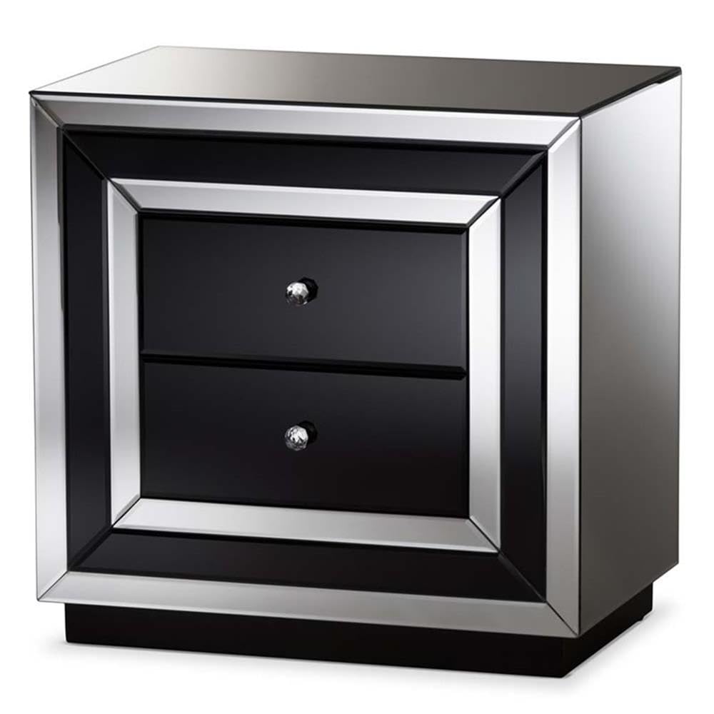 Baxton Studio Cecilia Regency Glamour Style Mirrored 2-Drawer End Table